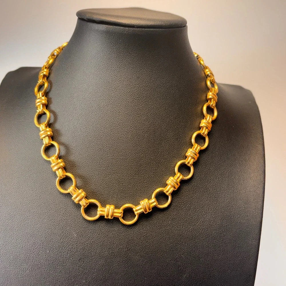 Vintage Gold Chunky Link Chain Necklace Statement Boho Chic Minimalist 90s